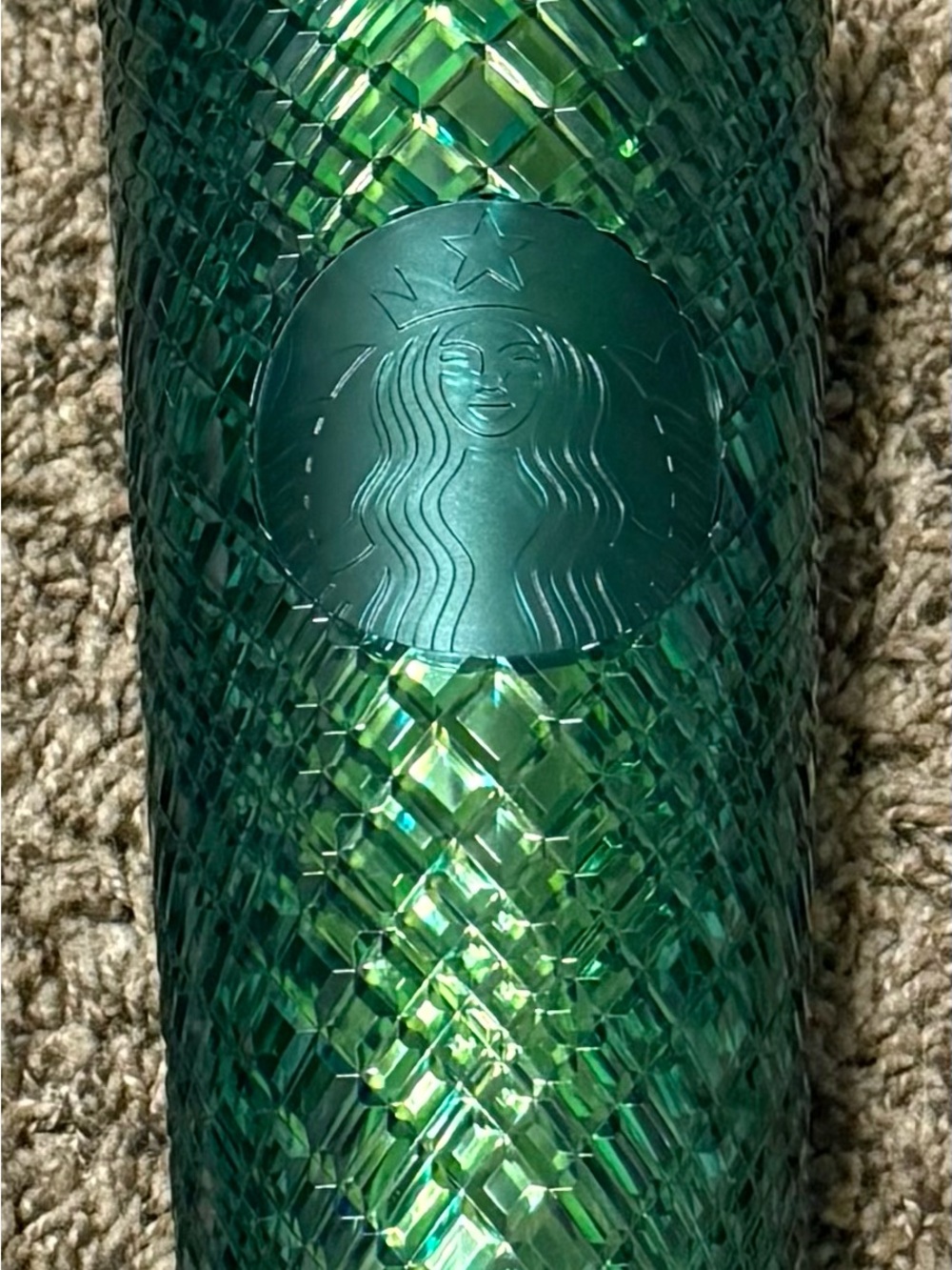 Starbucks 2021 Holiday Green Emerald Crystal 24 oz Venti Cold Cup Tumbler